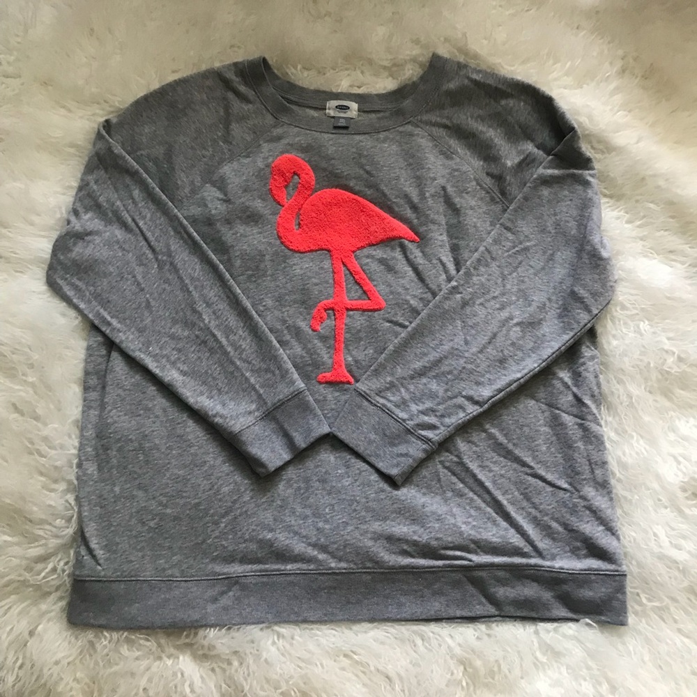 Old Navy Gray sweatshirt with pink flamingo